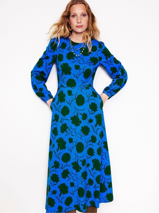Boden Dresses & Skirts - Boden Blue Silhouette Sprig Crew Neck Ponte Midi Dress US 20